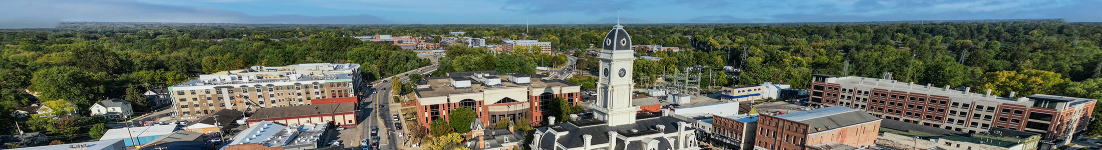 Aerial View of Hamilton County, Indiana's Historic Courthouse and Government and Judicial Center